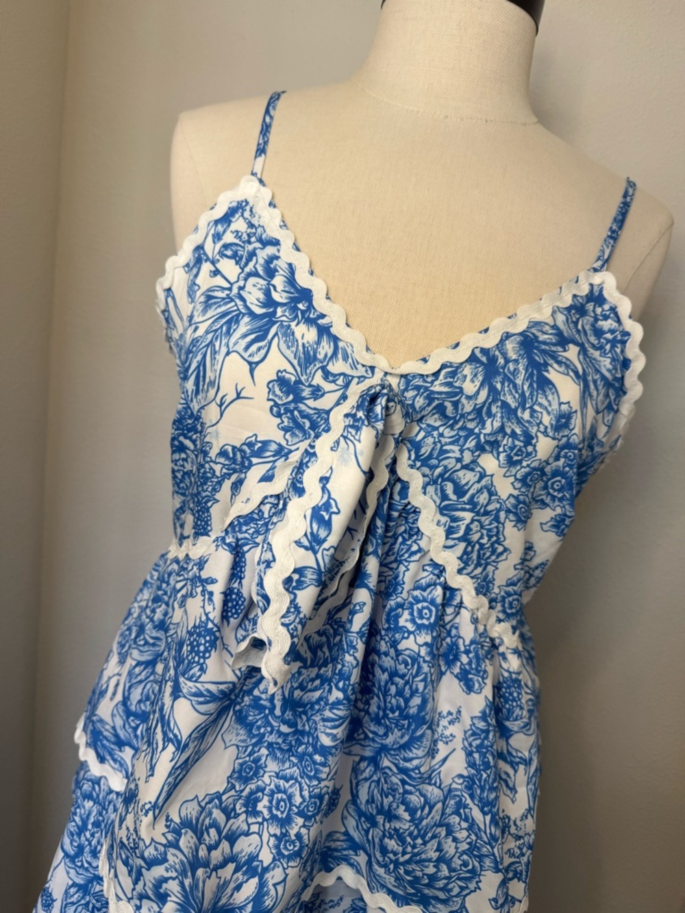 Simply Southern Blue & White Floral Tiered Mini Dress - Picture 6 of 10